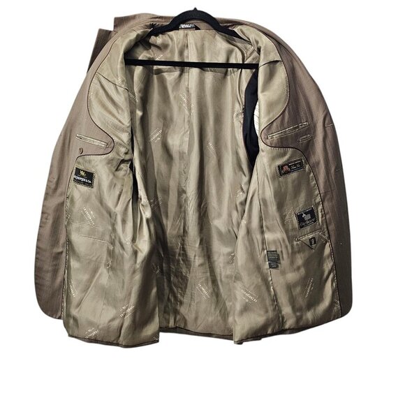 FR Tripler & Co Signature Gold Italian Lux Wool Cashmere Pinstripe Suit Jacket - Picture 6 of 14